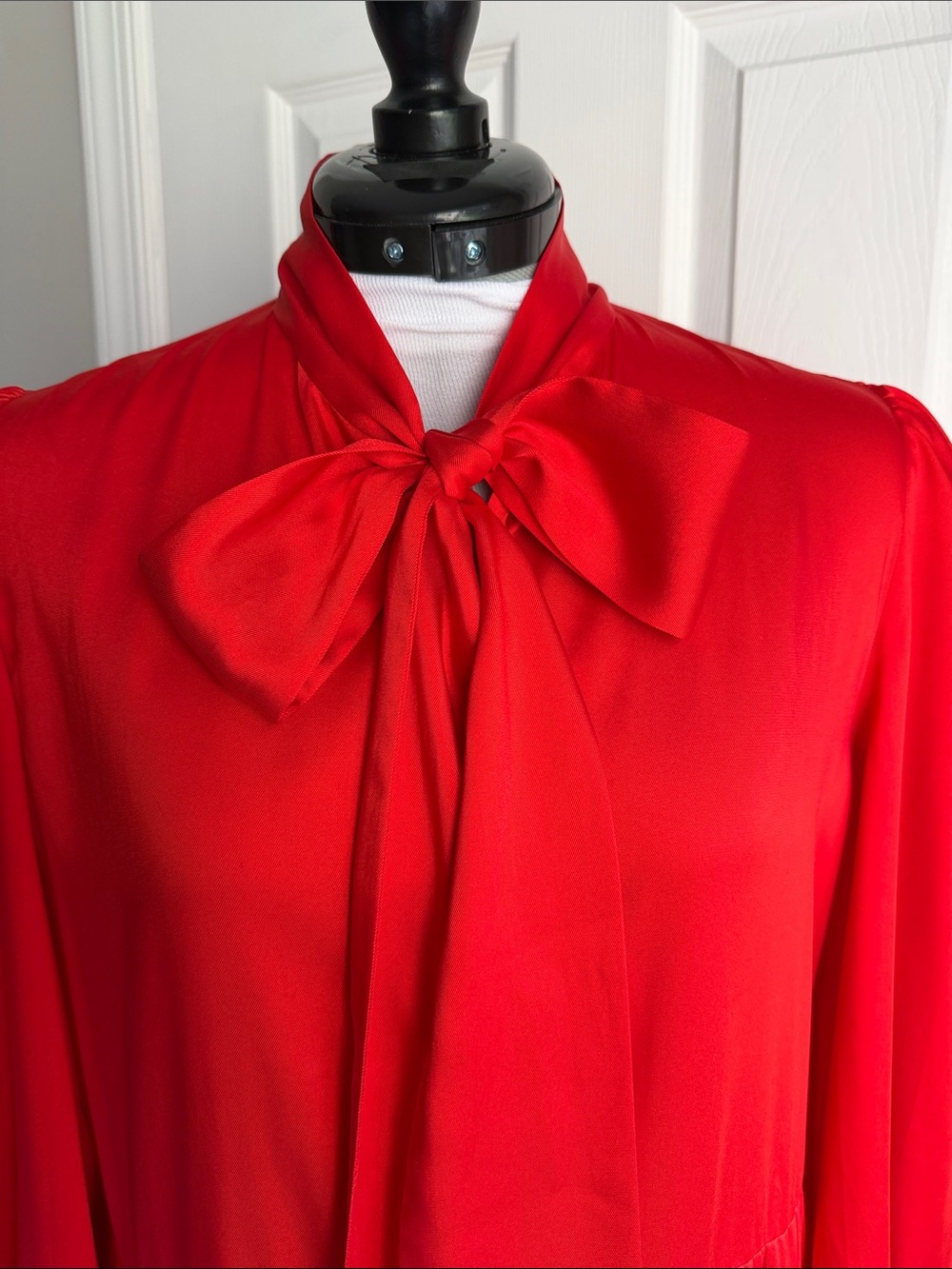Zara Red Bow-Tie Tiered Maxi Dress Large - Picture 3 of 8